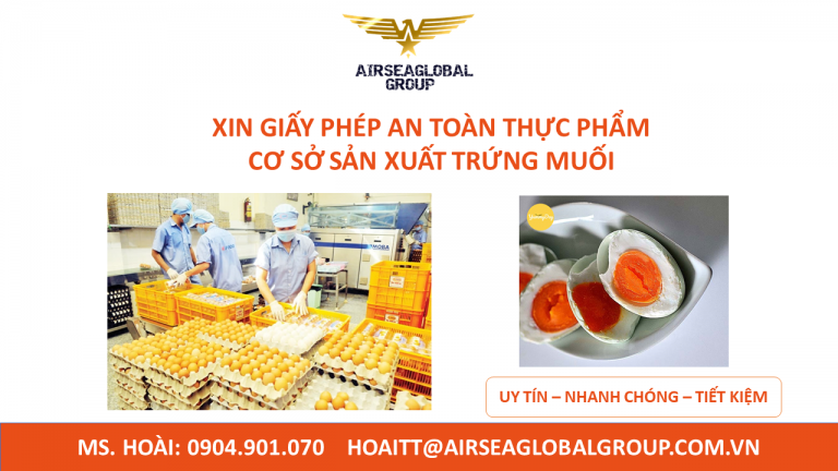 XIN GIẤY PHÉP AN TOÀN THỰC PHẨM trứng muối