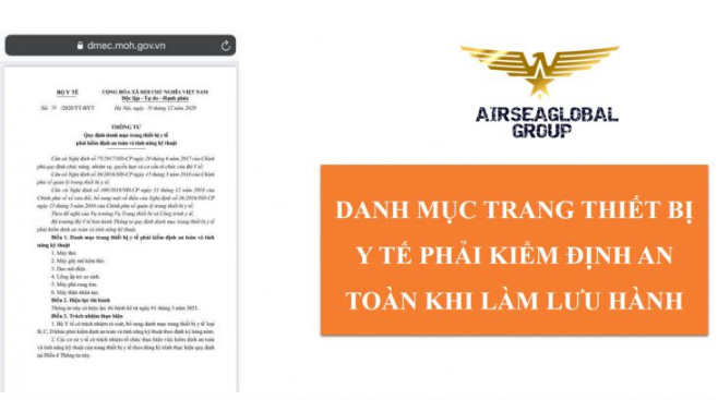 DANH MỤC TRANG THIẾT BỊ Y TẾ PHẢI KIỂM ĐỊNH AN TOÀN KHI LÀM LƯU HÀNH