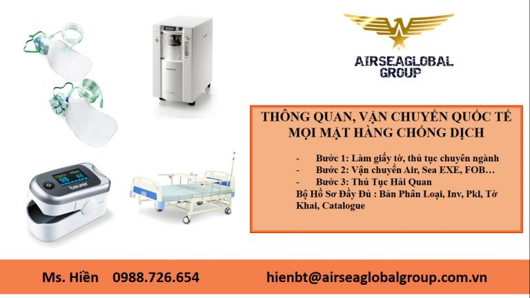may tao oxy, may tho, guong y te, thong quan, van chuyen quoc te