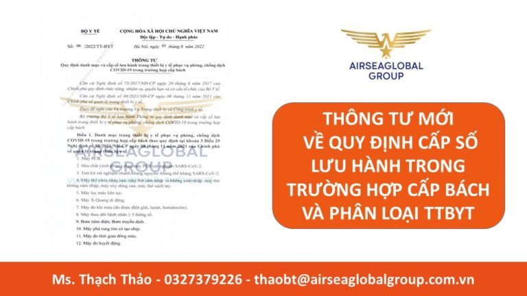 THÔNG TƯ MỚI VỀ QUY ĐỊNH CẤP SỐ LƯU HÀNH TRONG TRƯỜNG HỢP CẤP BÁCH VÀ PHÂN LOẠI TTBYT