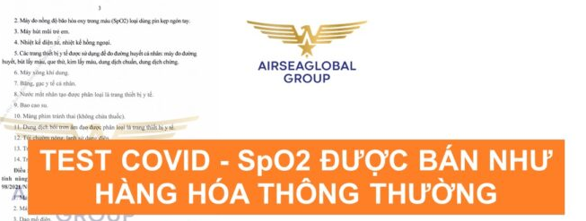 TEST COVID - SpO2 ĐƯỢC BÁN NHƯ HÀNG HÓA THÔNG THƯỜNG