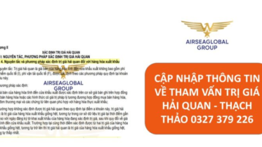 CẬP NHẬP THÔNG TIN VỀ THAM VẤN TRỊ GIÁ HẢI QUAN