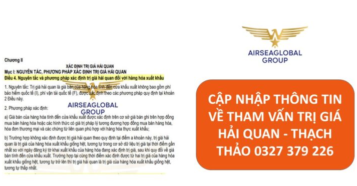 CẬP NHẬP THÔNG TIN VỀ THAM VẤN TRỊ GIÁ HẢI QUAN