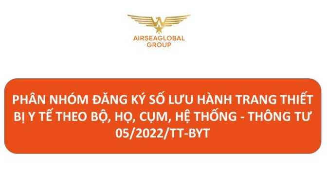 PHÂN NHÓM ĐĂNG KÝ SỐ LƯU HÀNH TRANG THIẾT BỊ Y TẾ THEO BỘ, HỌ, CỤM, HỆ THỐNG - THÔNG TƯ 05/2022/TT-BYT