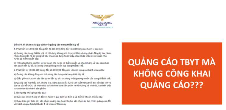 QUẢNG CÁO THIẾT BỊ Y TẾ MÀ KHÔNG CÔNG KHAI QUẢNG CÁO